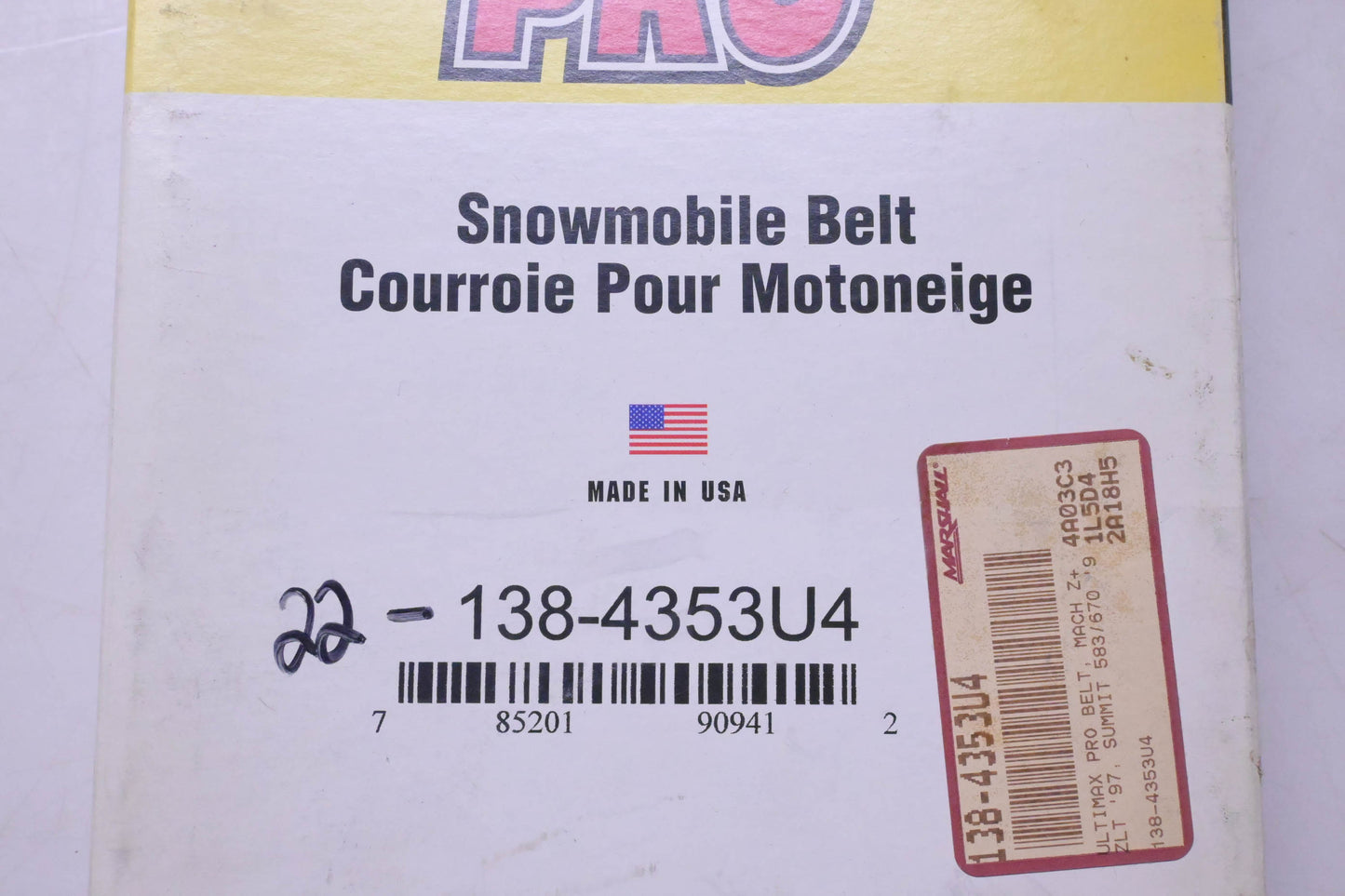 Ultimax 138-4353U4 High Performance PRO Snowmobile Belt NOS