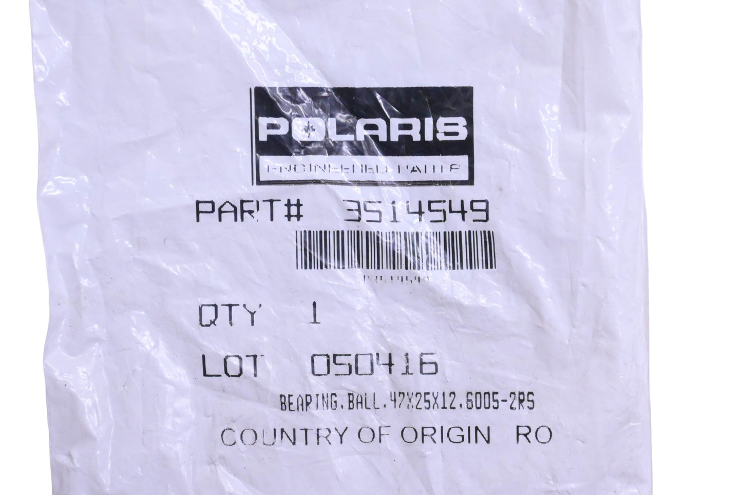 New OEM Polaris 3514549 Ball Bearing- 47X25X12 NOS