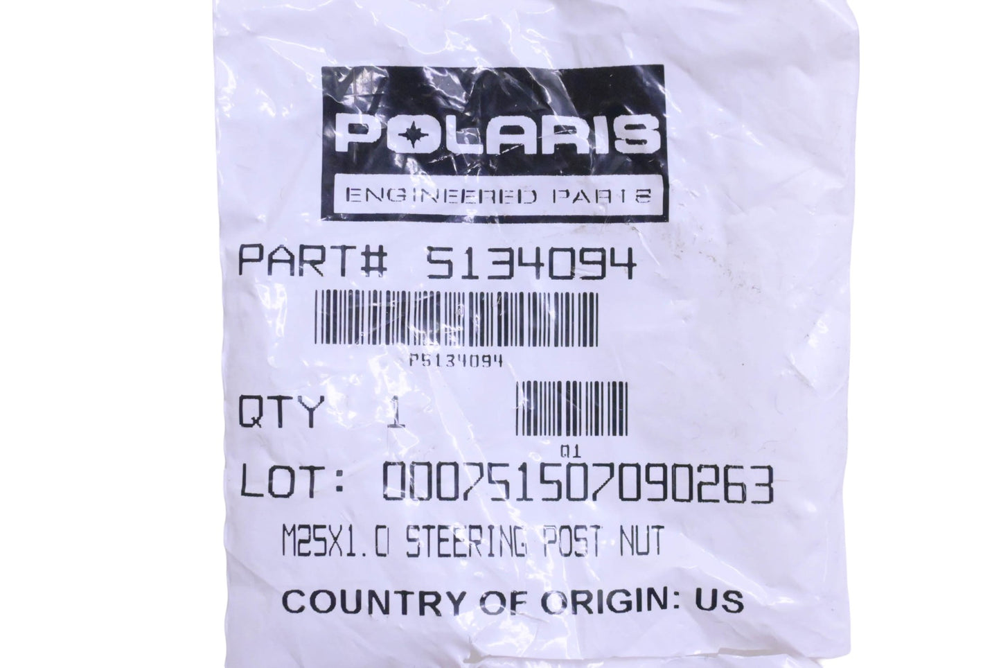 New OEM Polaris 5134094 Steering Head Nut NOS