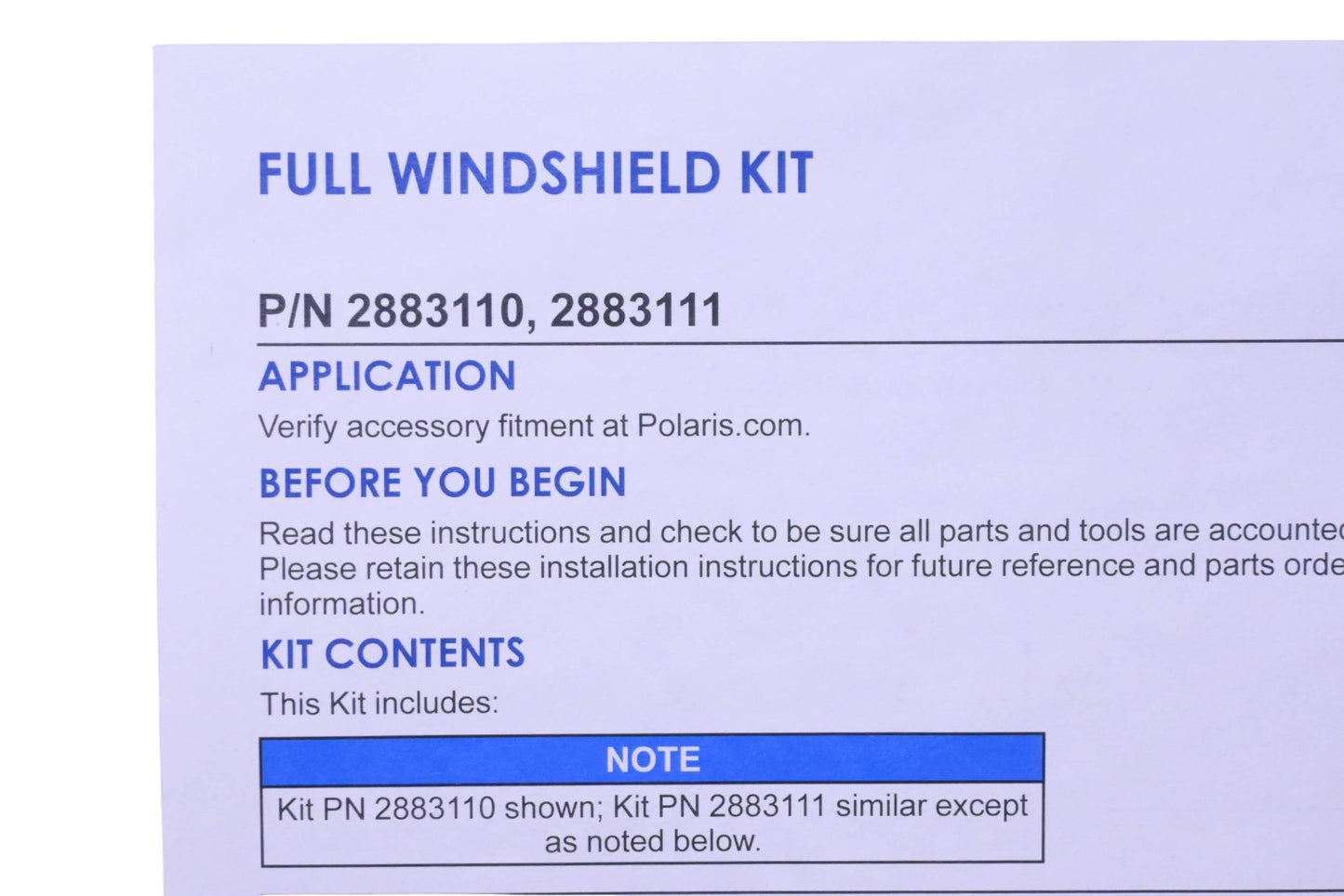 New OEM Polaris 2883110 Hard Coated Poly Lock & Ride Full Windshield NOS