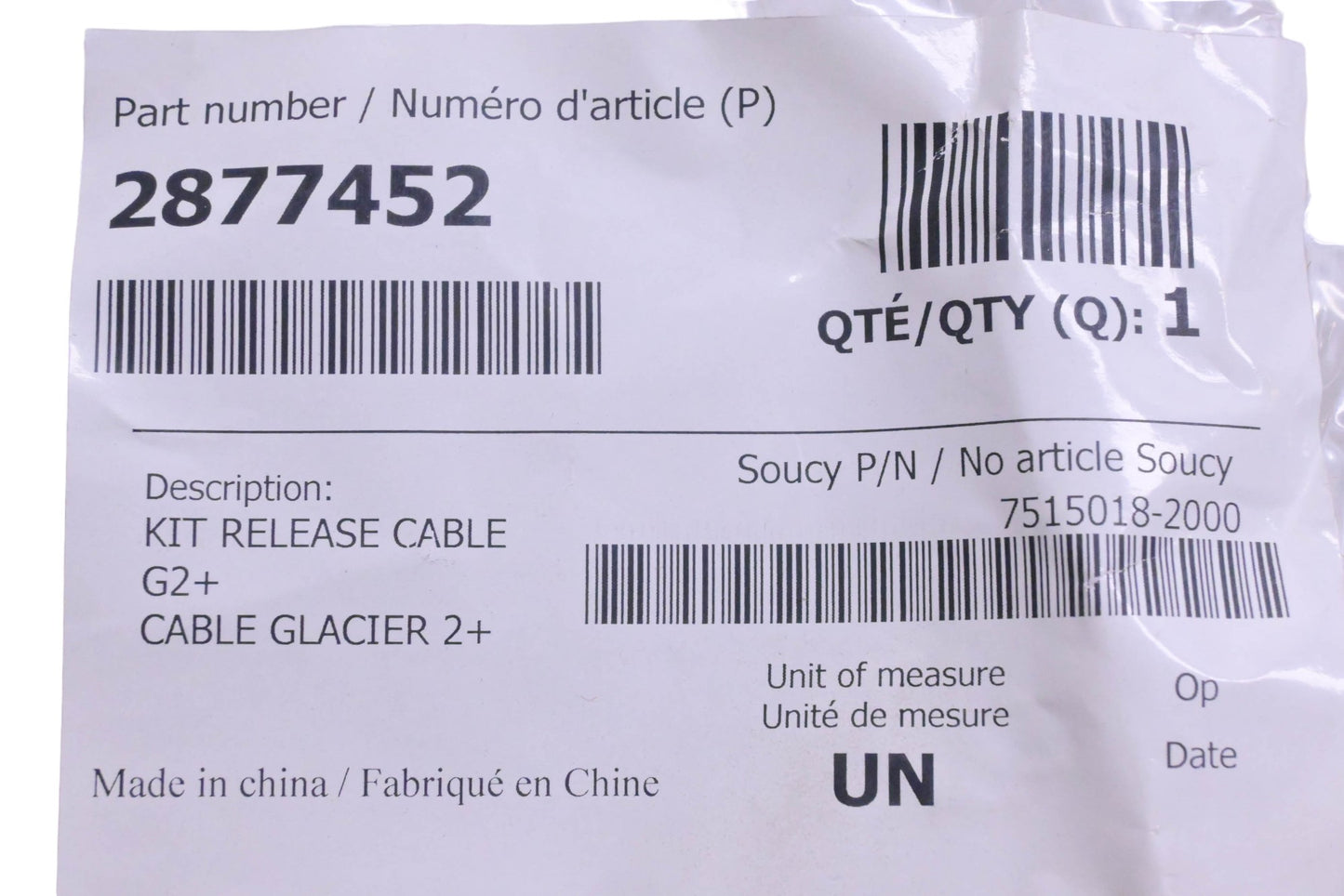 New OEM Polaris 2877452 Release Cable Kit NOS