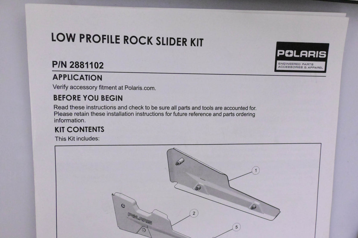 New OEM Polaris 2881102 Black Low Profile Rock Sliders Kit NOS