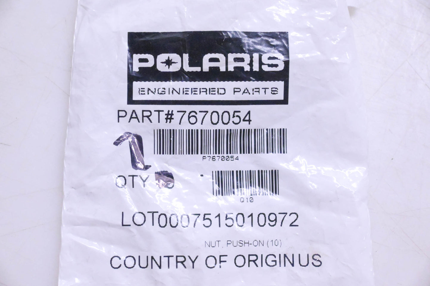 New OEM Polaris 7670054 Speed Nuts Qty 2 NOS