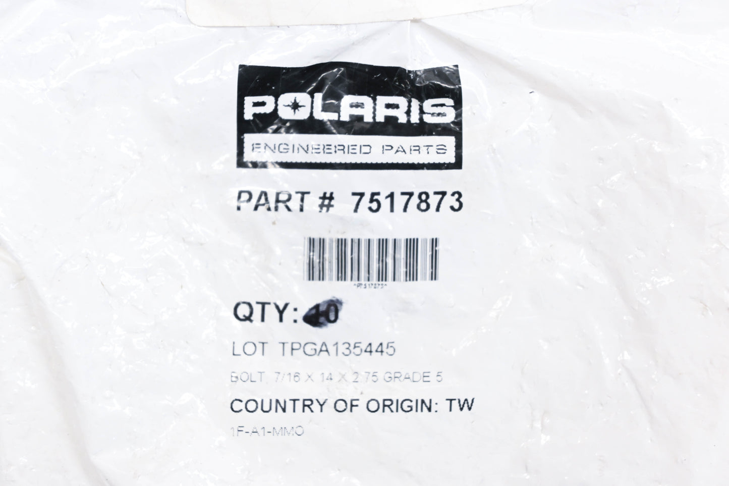 New OEM Polaris 7517873 Hex Head 7/16x14x2.75 Grade 5 Bolts Qty 2 NOS