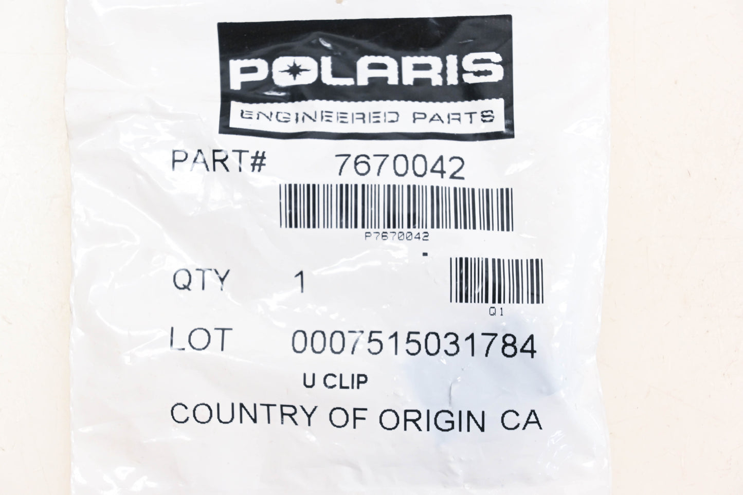 New OEM Polaris 7670042 U-Clips Qty 2 NOS