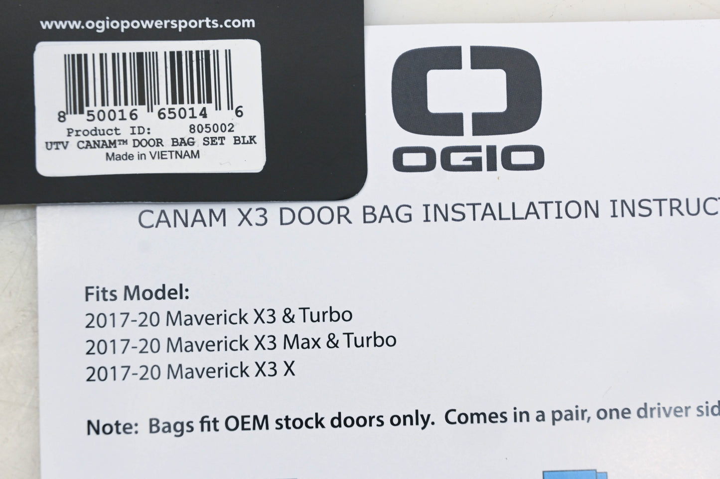 Ogio 805002 Can-Am UTV Black Door Bag Kit NOS