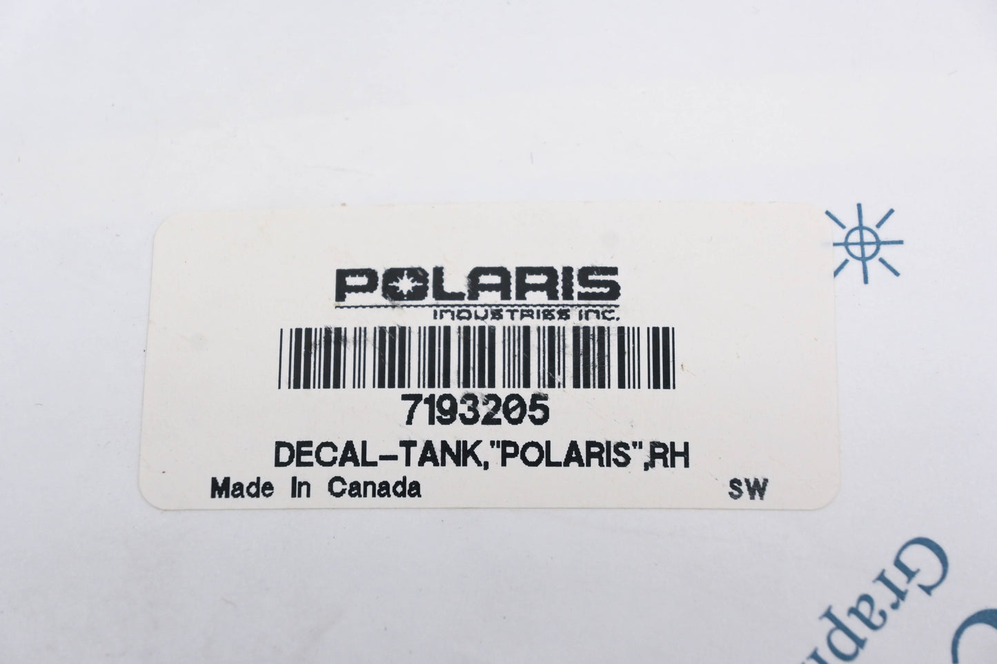 New OEM Polaris 7193205 Righthand Tank Decal NOS