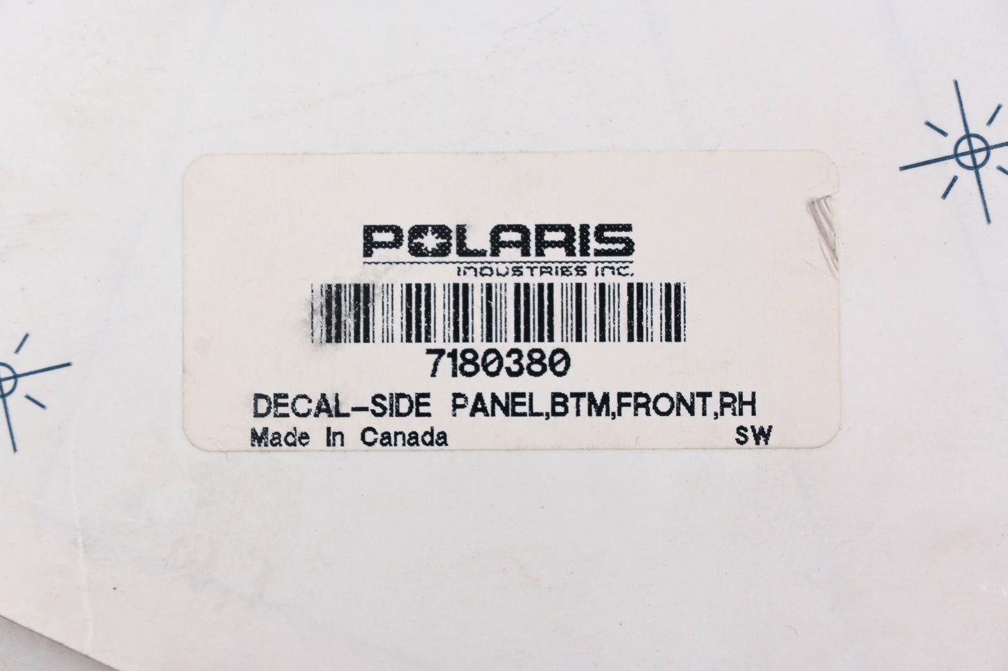 New OEM Polaris 7180380 Righthand Front Bottom Side Panel Decal NOS