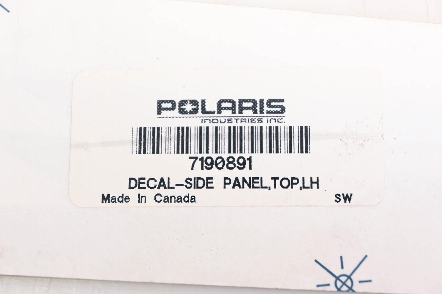New OEM Polaris 7190891 Lefthand Side Panel Top Decal NOS
