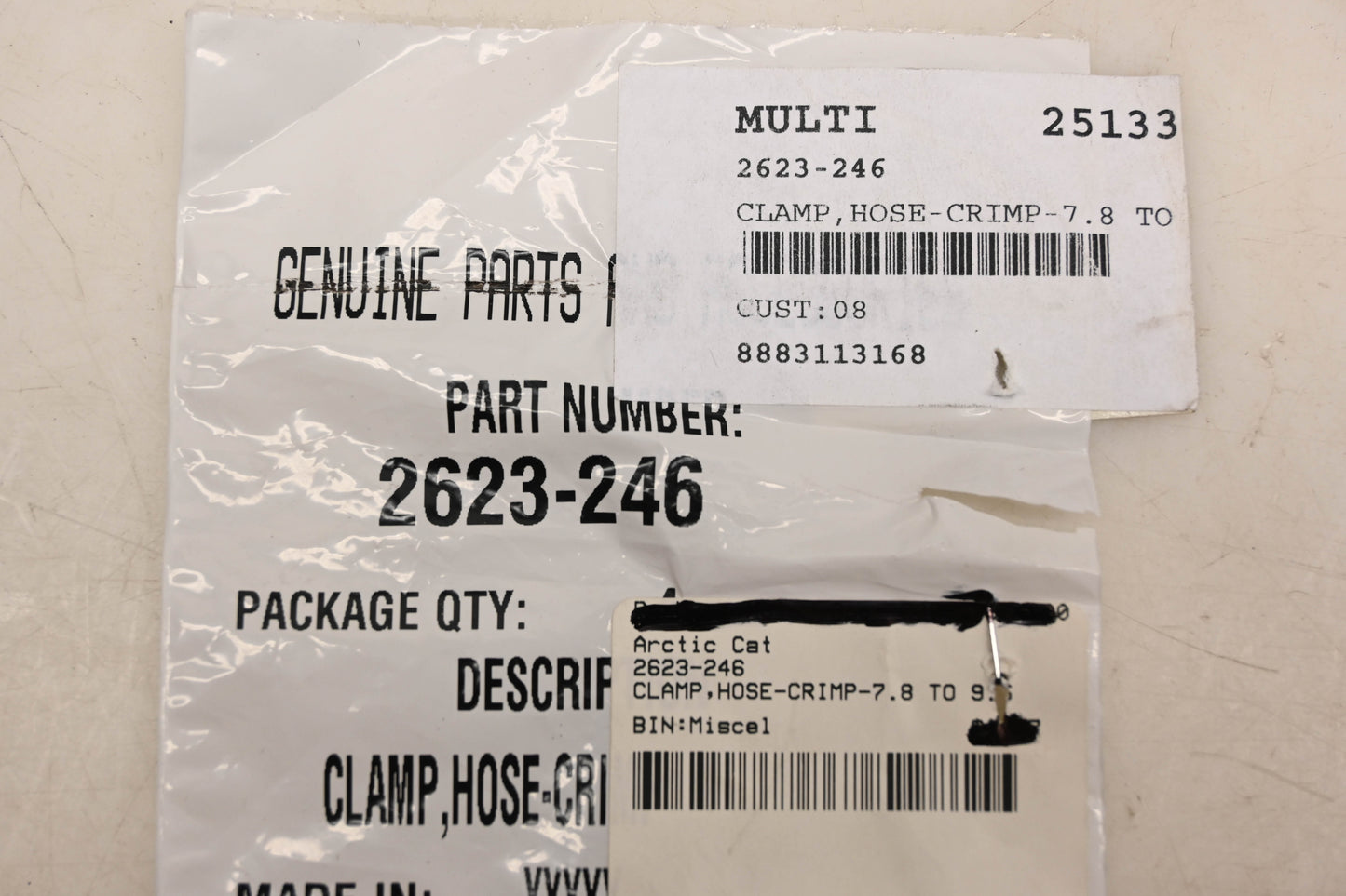 New OEM Arctic Cat 2623-246 Hose 7.8-9.5 Crimp Clamp NOS