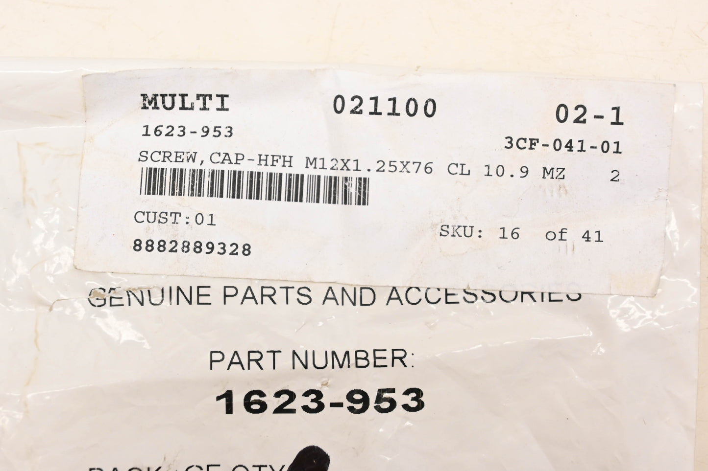 New OEM Arctic Cat 1623-953 Hex Cap M12x1.25x76 Grade 10.9 Screw NOS