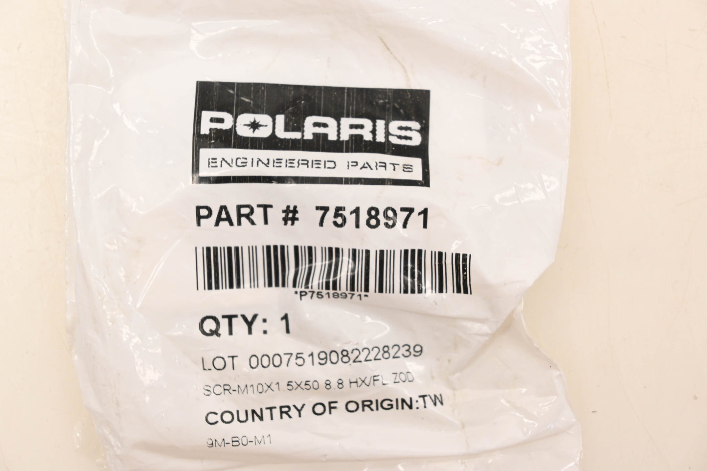 New OEM Polaris 7518971 Hex Flange Screw M10 x 1.5 x 50 Grade 8.8 NOS