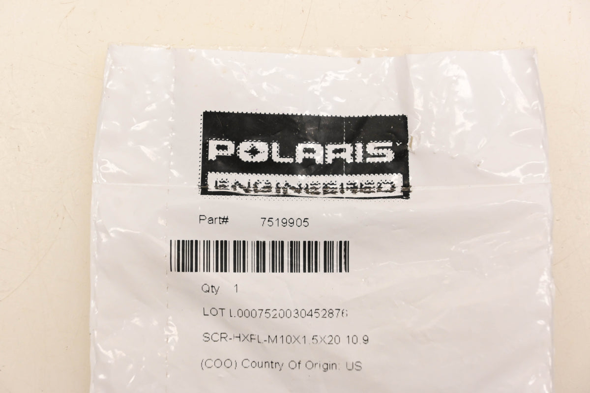 New OEM Polaris 7519905 Hex Flange Screws M10 x 1.5 x 20 Grade 10.9 Qty 2 NOS
