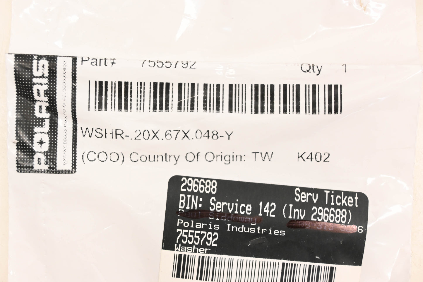 New OEM Polaris 7555792 Washers Qty 7 NOS