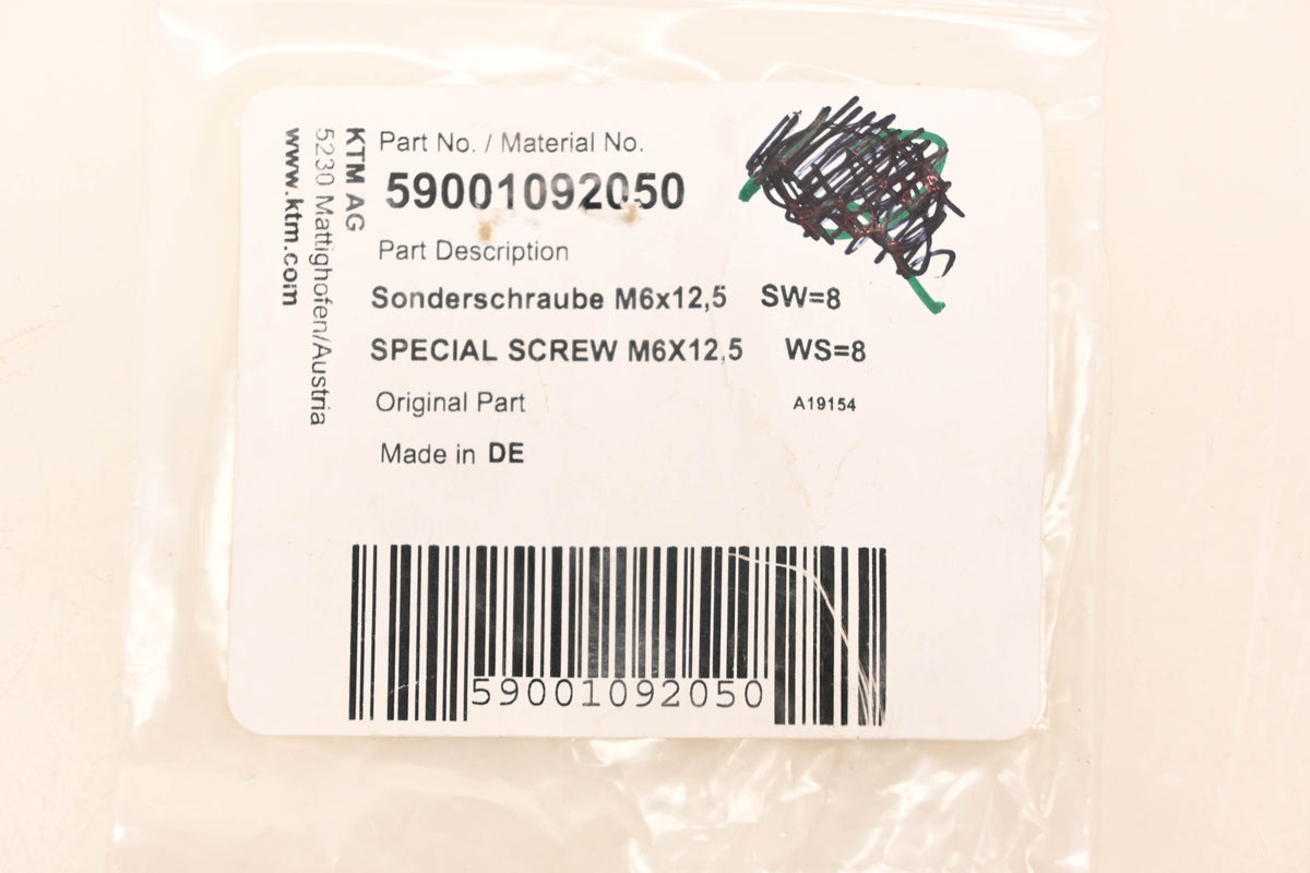 New OEM KTM 59001092050 Special M6 x 12.5 Screws Qty 2 NOS