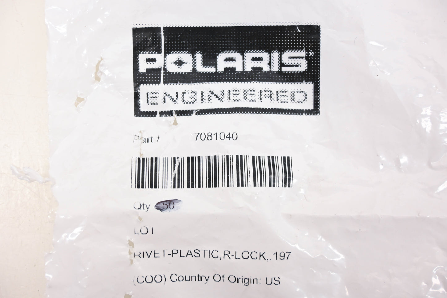 New OEM Polaris 7081040 Black Plastic R-Lock Rivets Qty 6 NOS
