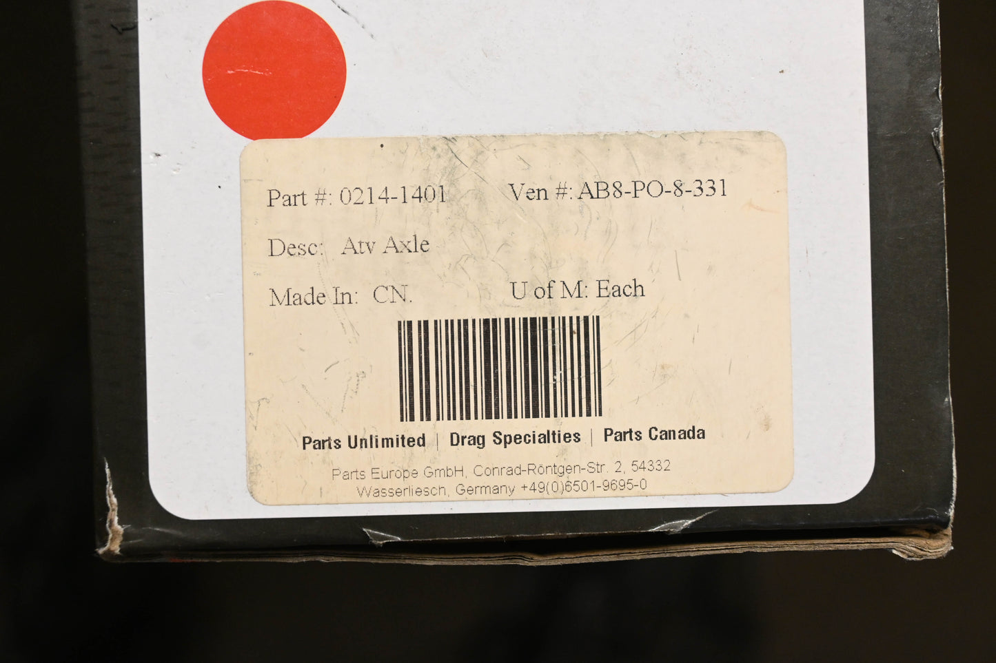 All Balls AB8-PO-8-331, 0214-1401, TRK-CA-8-331 ATV Front Axle Assembly NOS