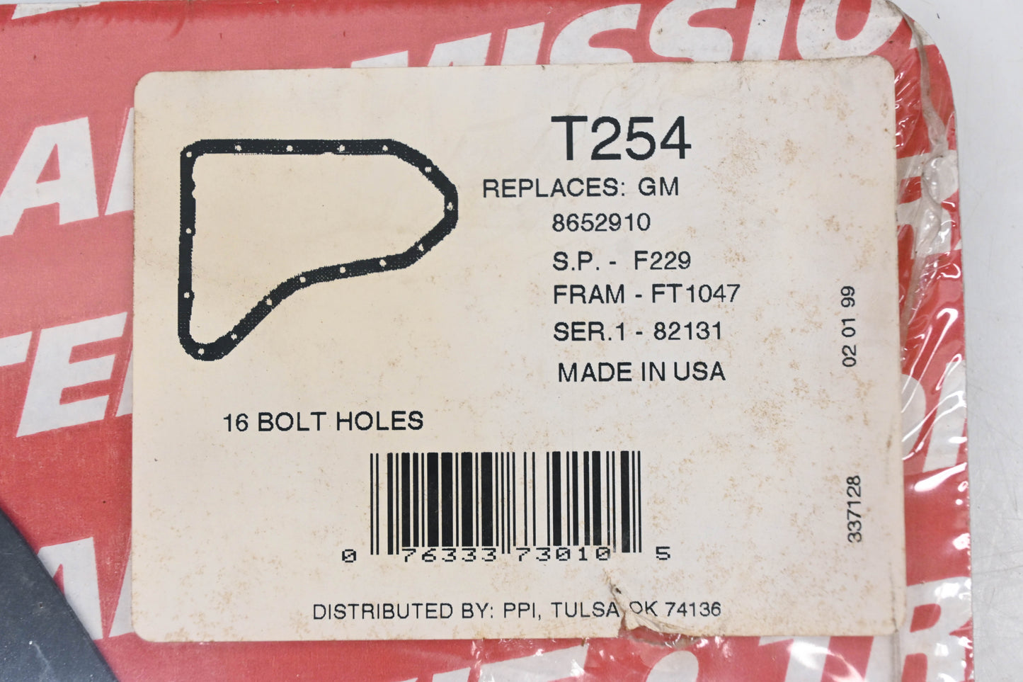 Installer T254, 8652910, FT1047 Transmission Filter & Gasket Kit NOS
