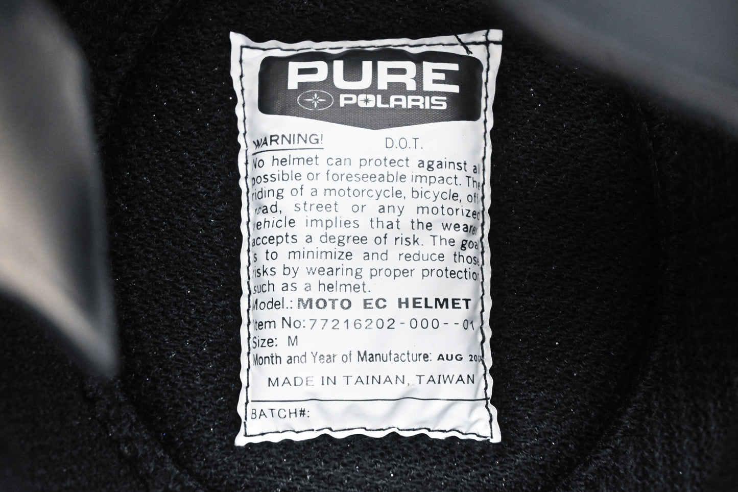 New OEM Polaris 77216202-000-01 Black Moto EC Helmet Medium NOS