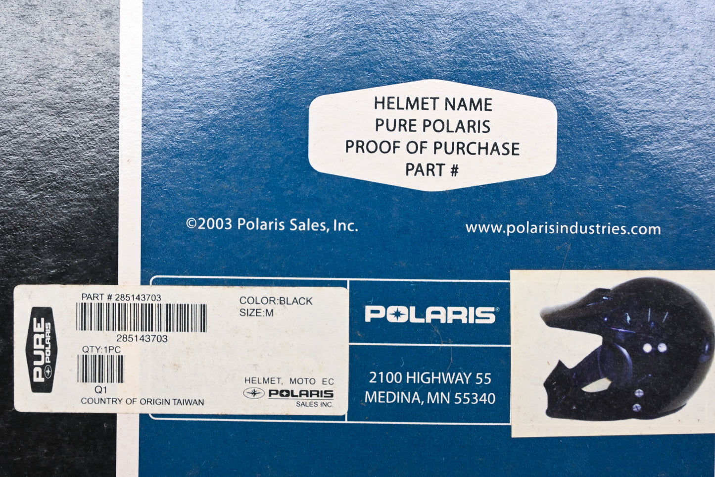 New OEM Polaris 285143703 Black Moto EC Helmet Medium NOS