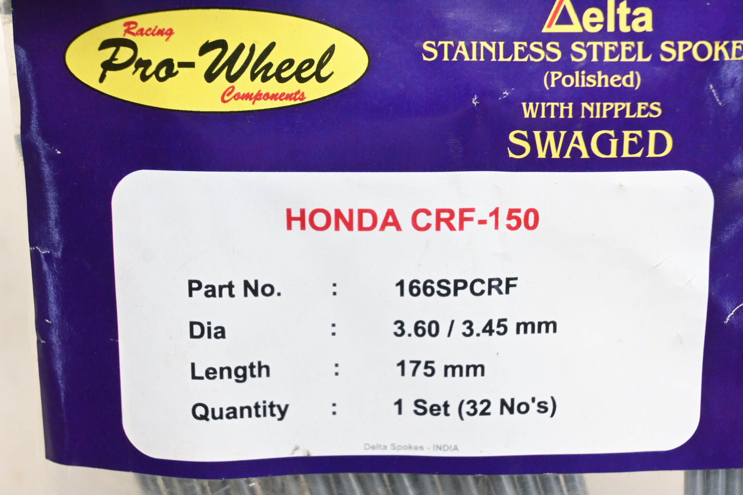 Delta 166SPCRF Honda CRF-150 212mm Polished Stainless Steel Spoke Kit NOS