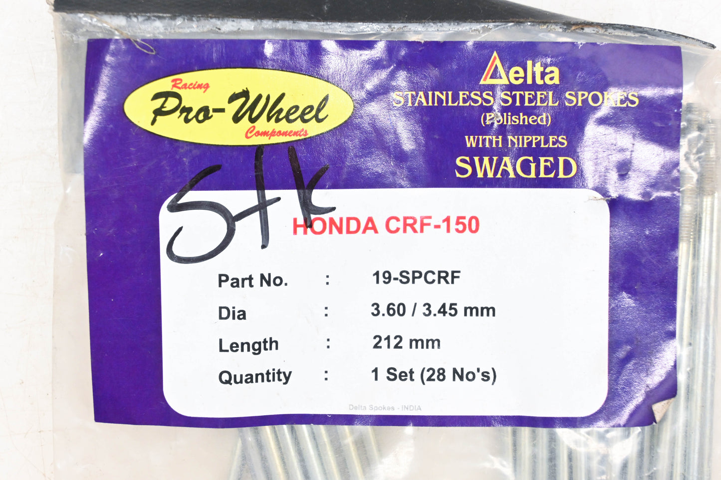 Delta 19-SPCRF Honda CRF-150 175mm Polished Stainless Steel Spoke Kit NOS