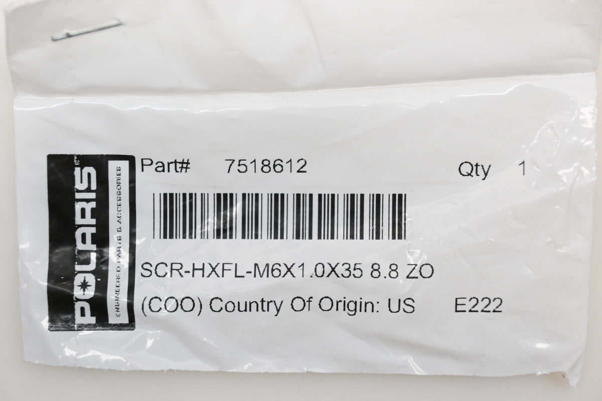 New OEM Polaris 7518612 Hex Flange Screw M6x1.0x35 8.8 ZO NOS