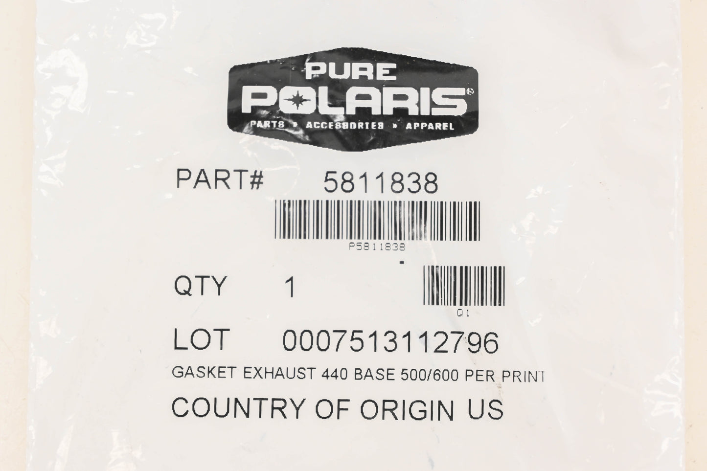 New OEM Polaris 5811838 Exhaust Gasket NOS