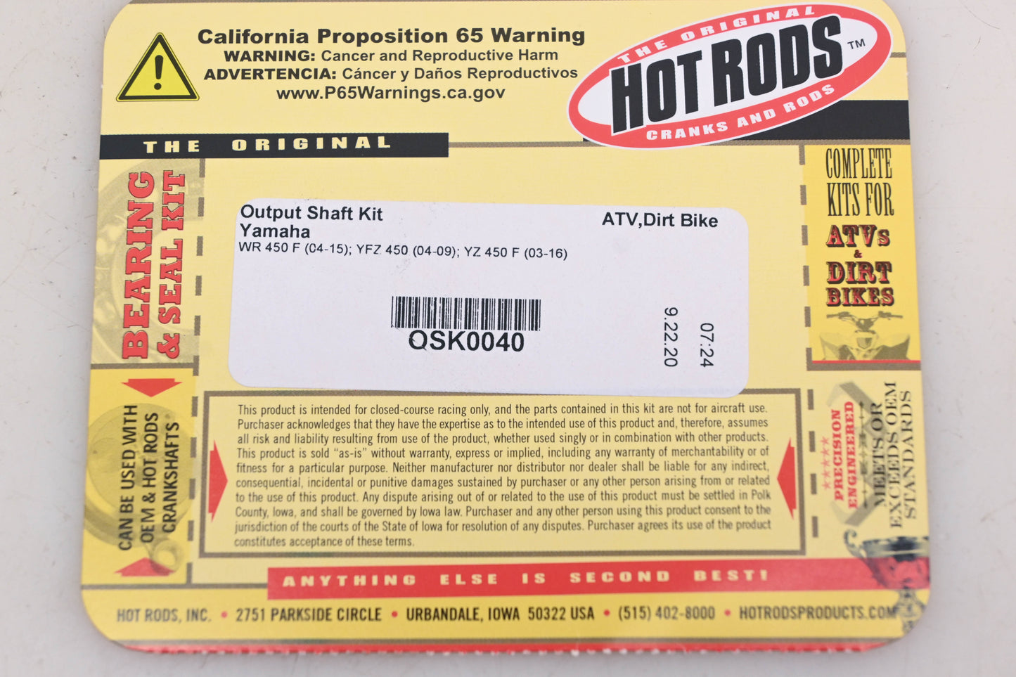 Hot Rods OSK0040, 421-5040 Countershaft Seal Kit NOS