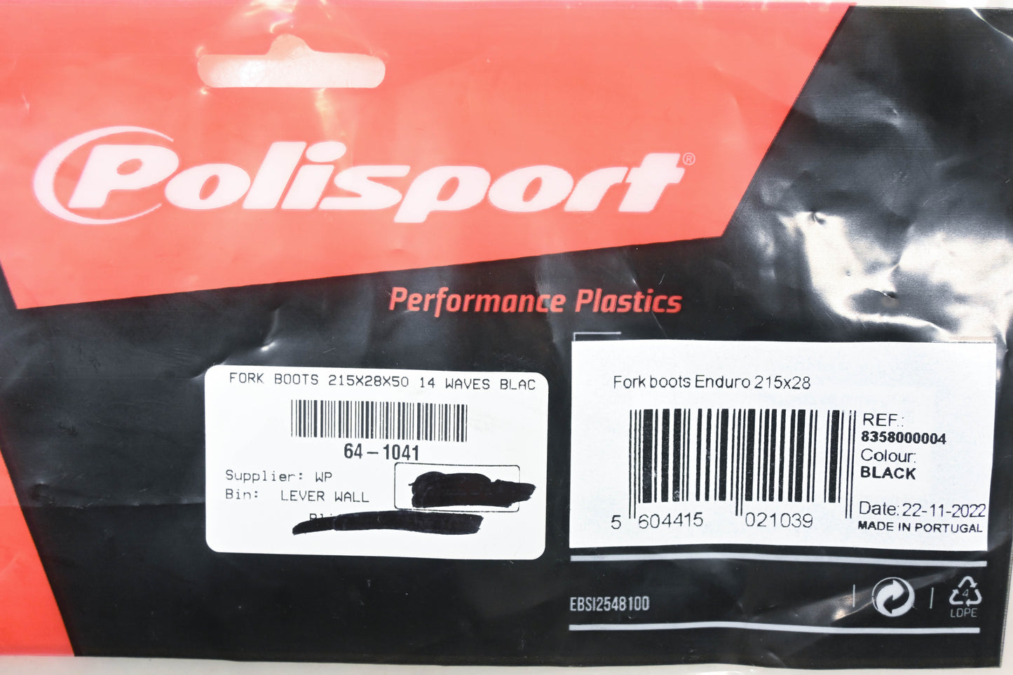 Polisport 8358000004, 64-1041 Black 215x28x50 14 Waves Fork Boot Kit NOS
