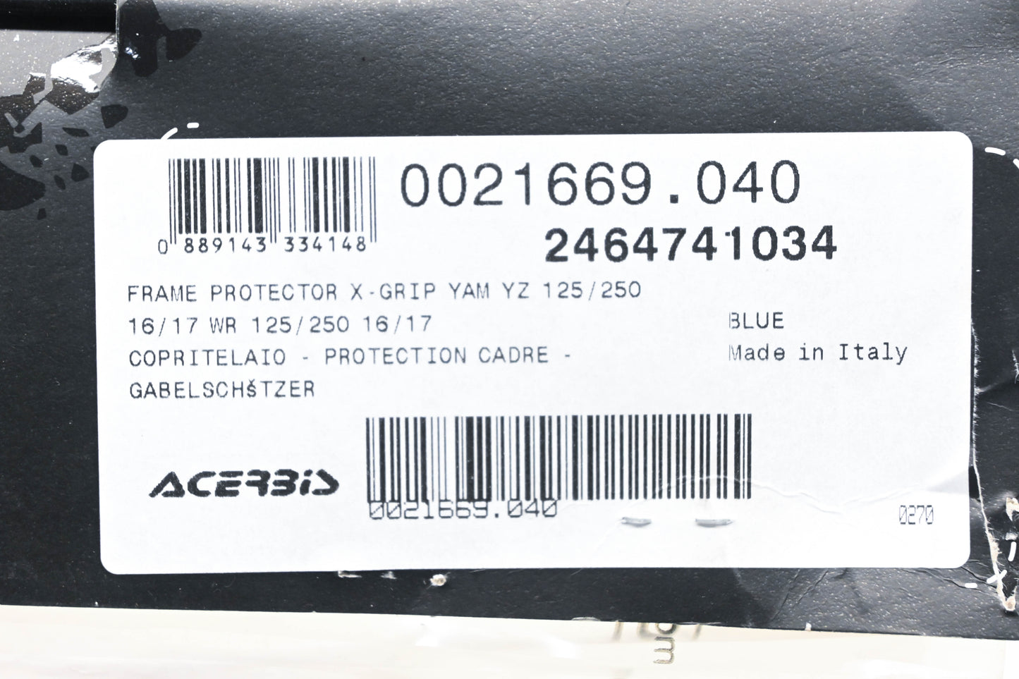 Acerbis 2464741034, 24647-41034, 0021669.040 Blue/Black X-Grip Frame Guard Kit NOS