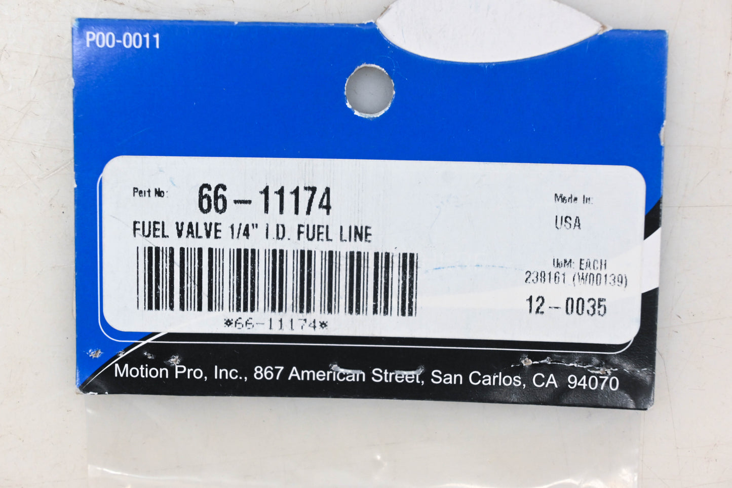 Motion Pro 12-0035, 66-11174 1/4" ID Line Fuel Valve NOS