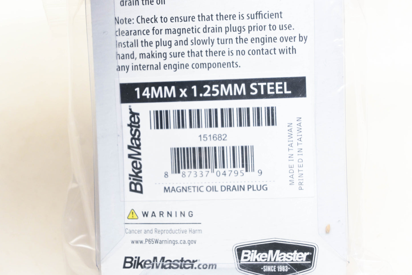 BikeMaster 151682 Magnetic 14mm x 1.25mm Steel Drain Plug NOS