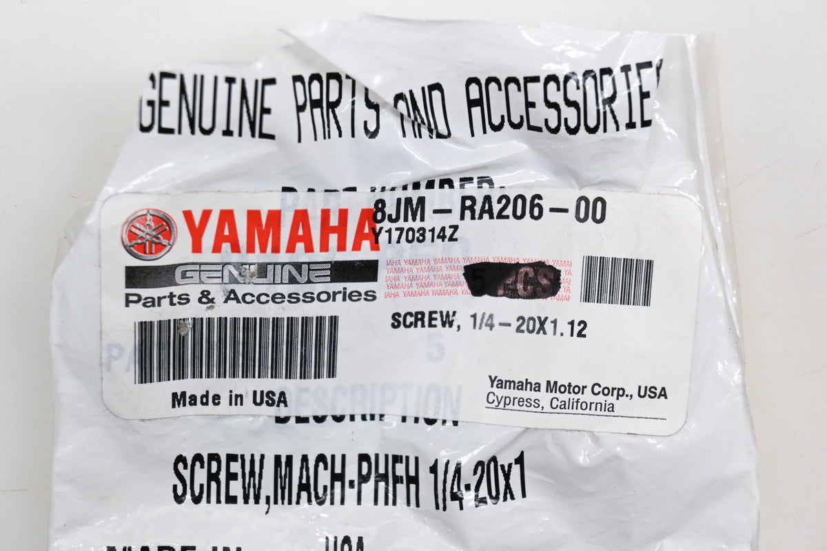 New OEM Yamaha 8JM-RA206-00-00 1/4-20-1 Machine Screw NOS