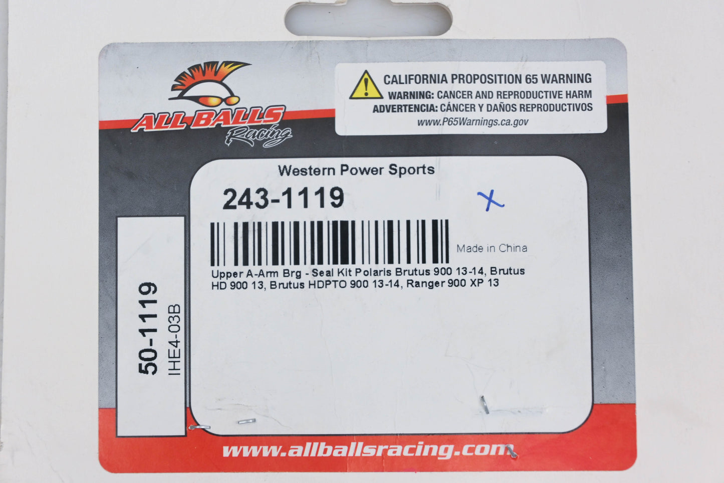 All Balls 243-1119, 50-1119 Upper A-Arm Bearing Seal Kit NOS