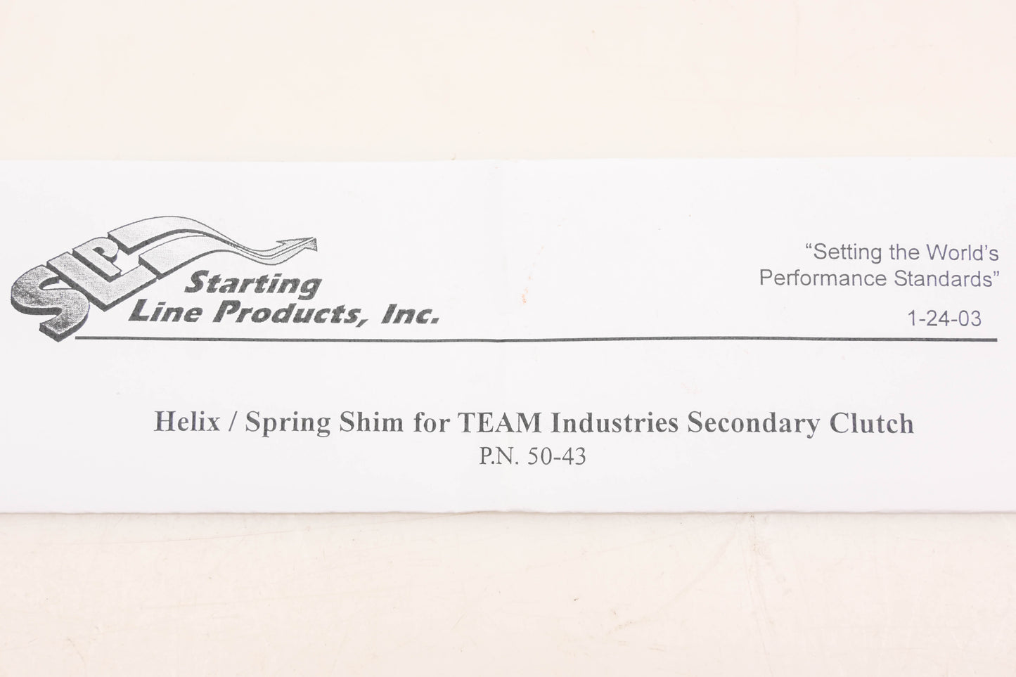 SLP 50-43, 5043 Secondary Clutch Helix Spring Shim NOS