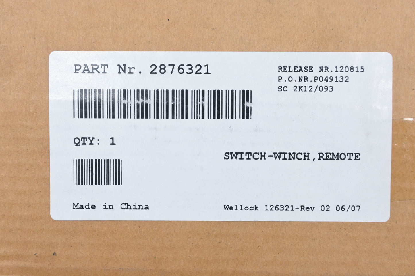 New OEM Polaris 2876321 Winch Remote Switch NOS