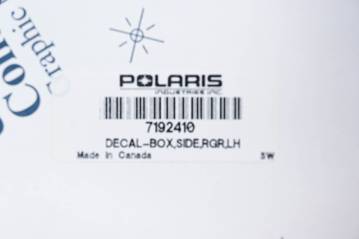 New OEM Polaris 7192410 Ranger Lefthand Box Side Decal NOS