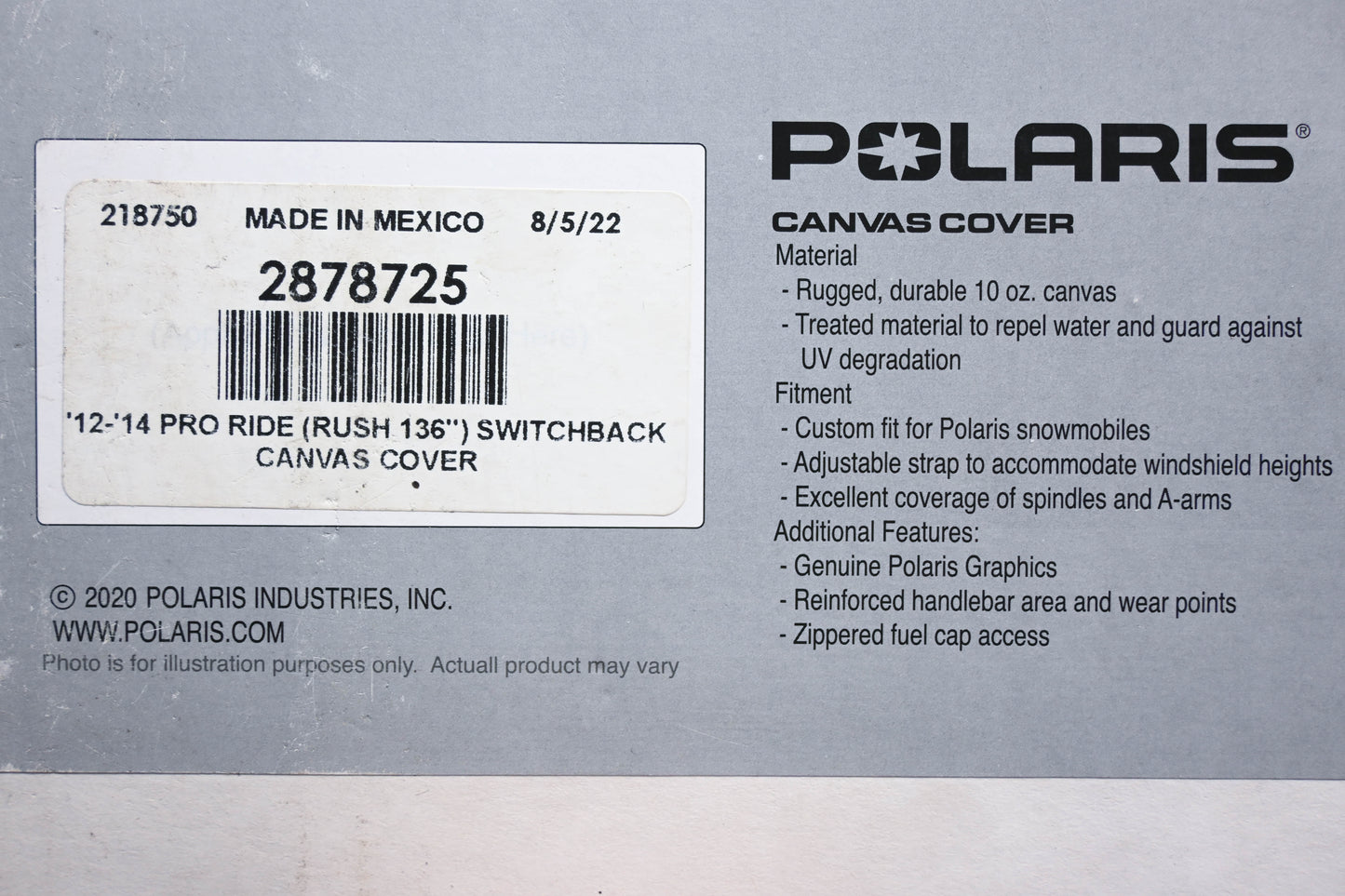 New OEM Polaris 2878725 Black Pro Ride 12'-14' Rush 136" Switchback Canvas Cover NOS