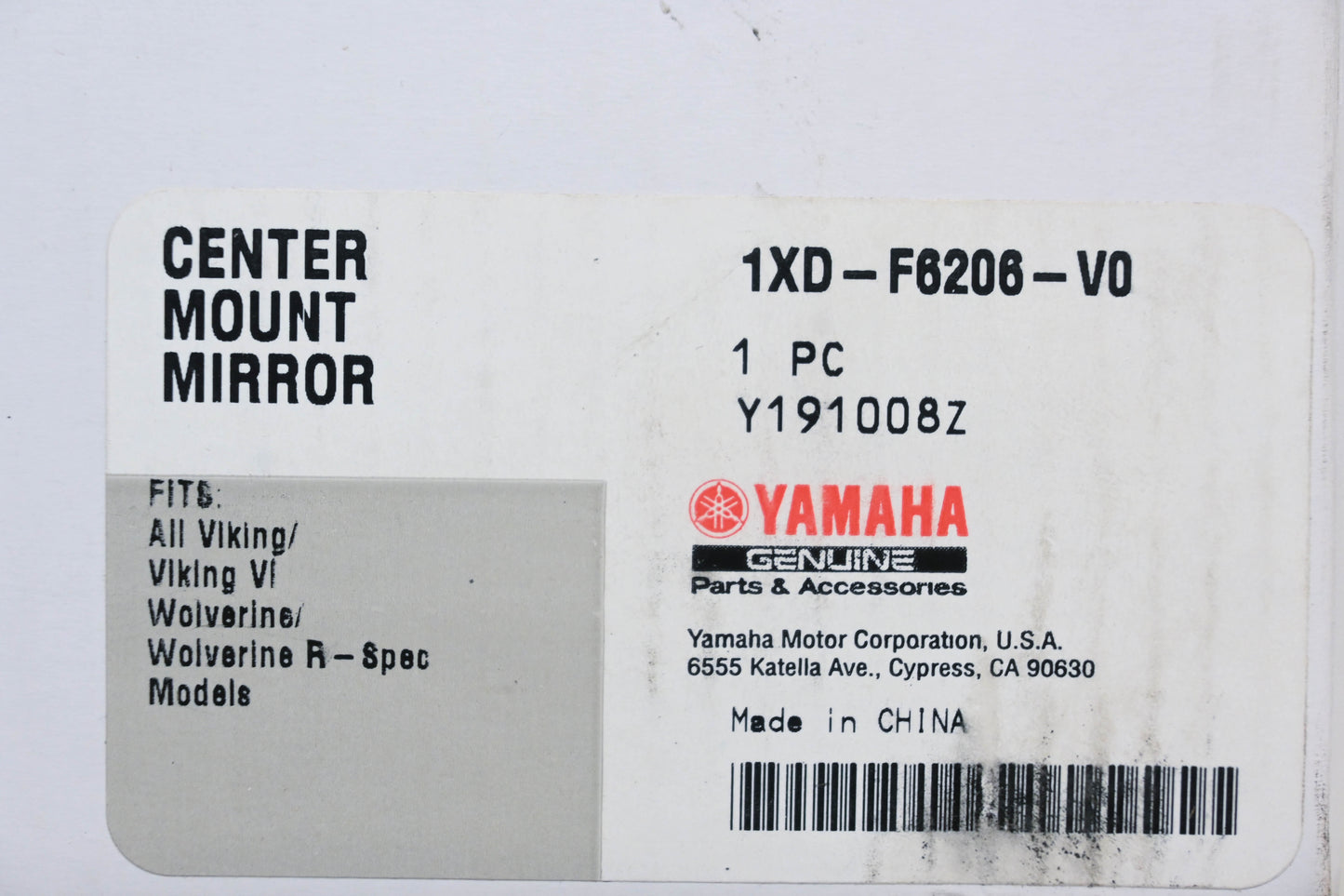 New OEM Yamaha 1XD-F6206-V0-00 Center Mount Mirror Kit NOS