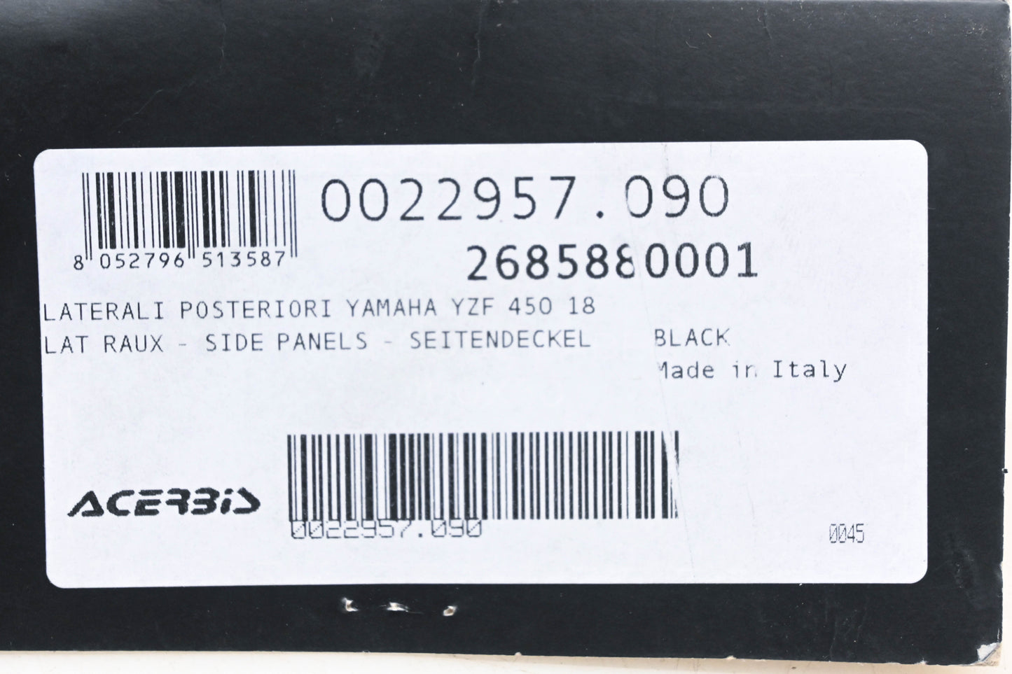 Acerbis 0022957.090, 2685880001, 26858-80001 Black Side Panel Kit NOS