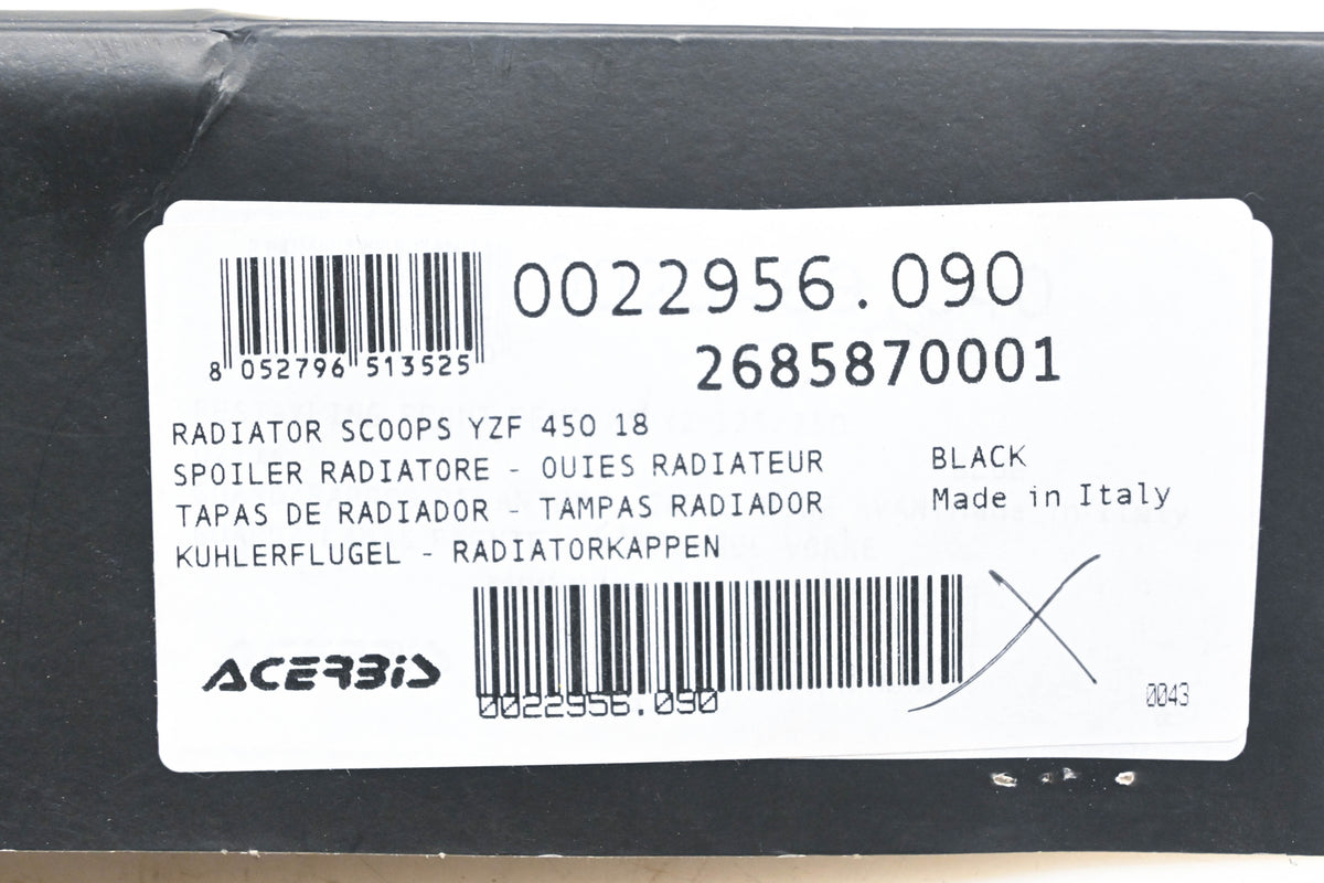 Acerbis 0022956.090, 2685870001, 26858-70001 Black Radiator Scoop Kit NOS
