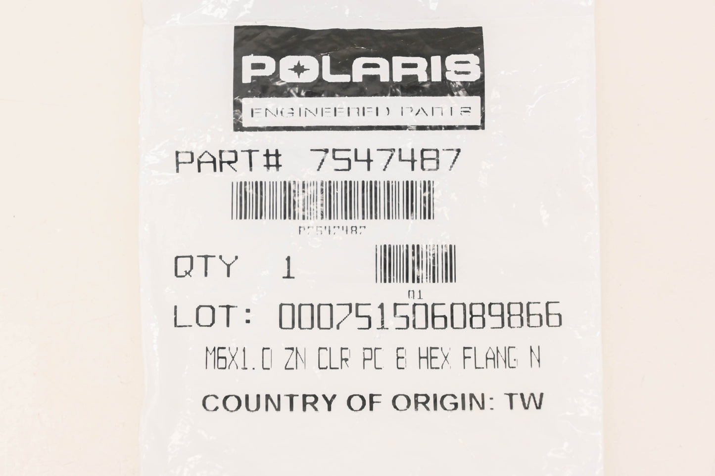 New OEM Polaris 7547487 Hex Flange Nut NOS