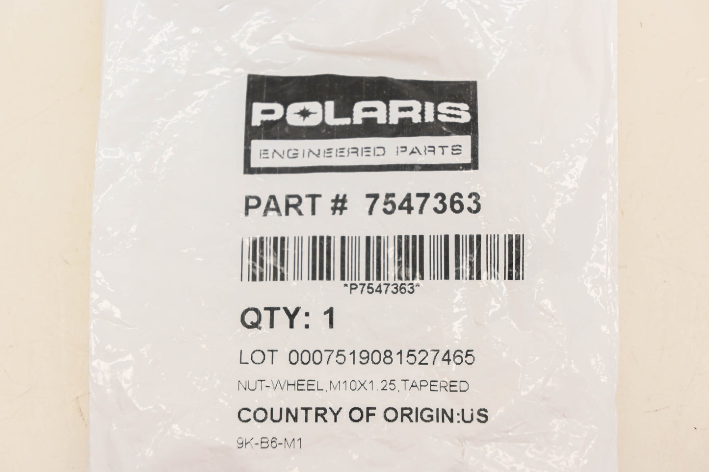 New OEM Polaris 7547363 Wheel Tapered Lug Nut NOS