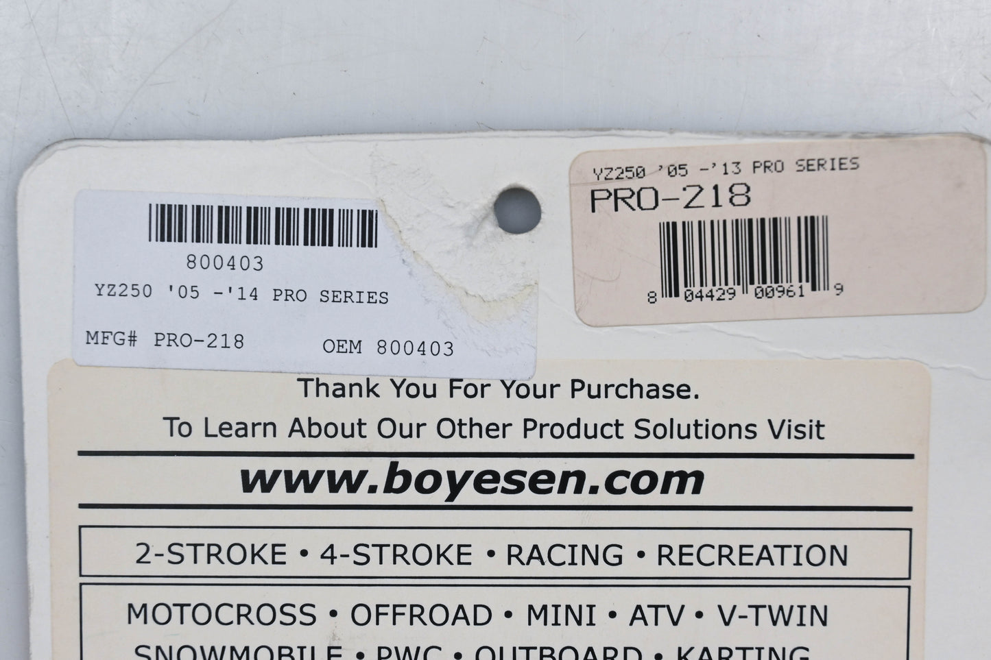 Boyesen PRO-218, 800403 Pro Series Carbon Fiber Reed Kit NOS