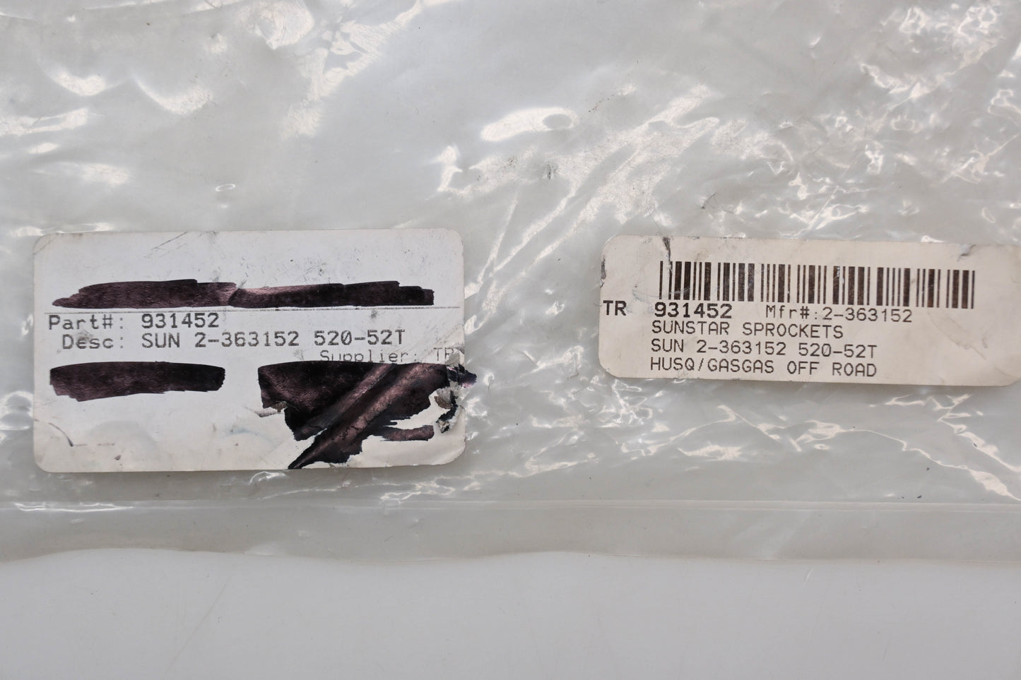 Sunstar 2-363152, 931452 Husqvarna 52T Rear Steel Sprocket NOS