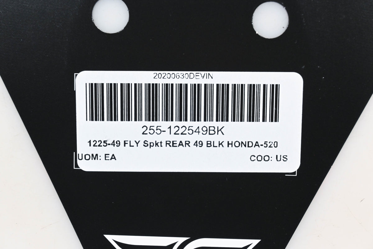 Fly Racing 255-122549BK, 1225-49 Honda 49T Rear Aluminum Sprocket NOS