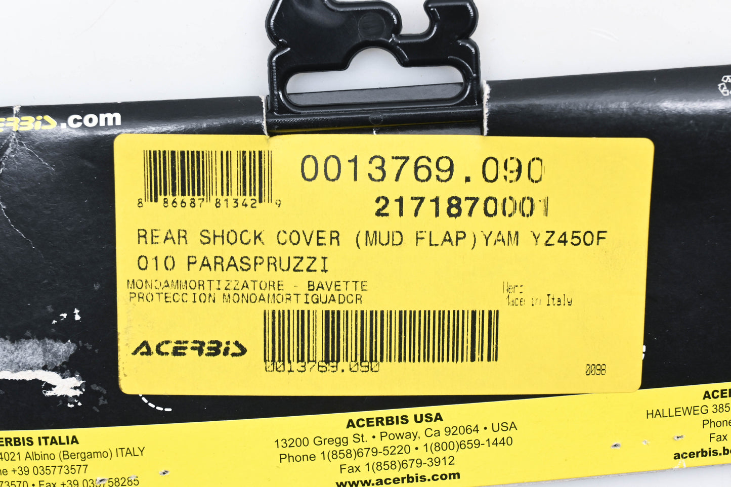 Acerbis 2171870001, 21718-70001, 0013769.090 10-13 Yamaha YZ450F Mud Flap NOS