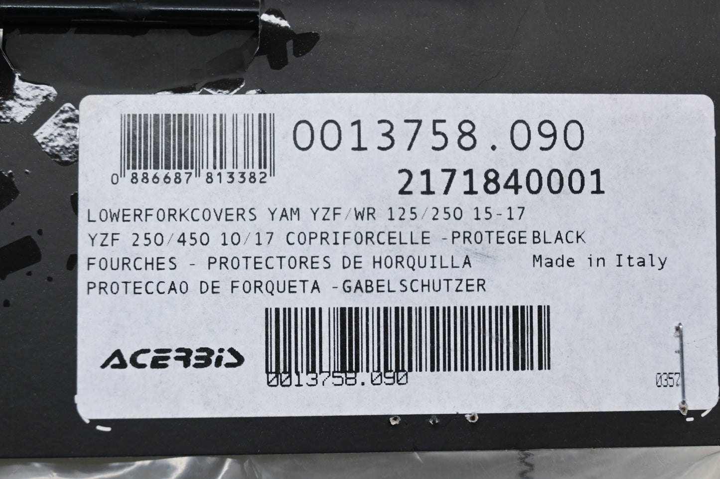 Acerbis 2171840001, 21718-40001, 0013758.090 Front Fork Guard Kit NOS
