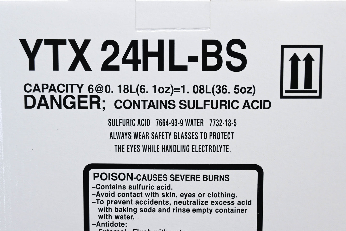 Yuasa YTX24HL-BS Battery Acid NOS